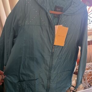 Dennis Basso Aqua Utility Jacket with Stud Accents